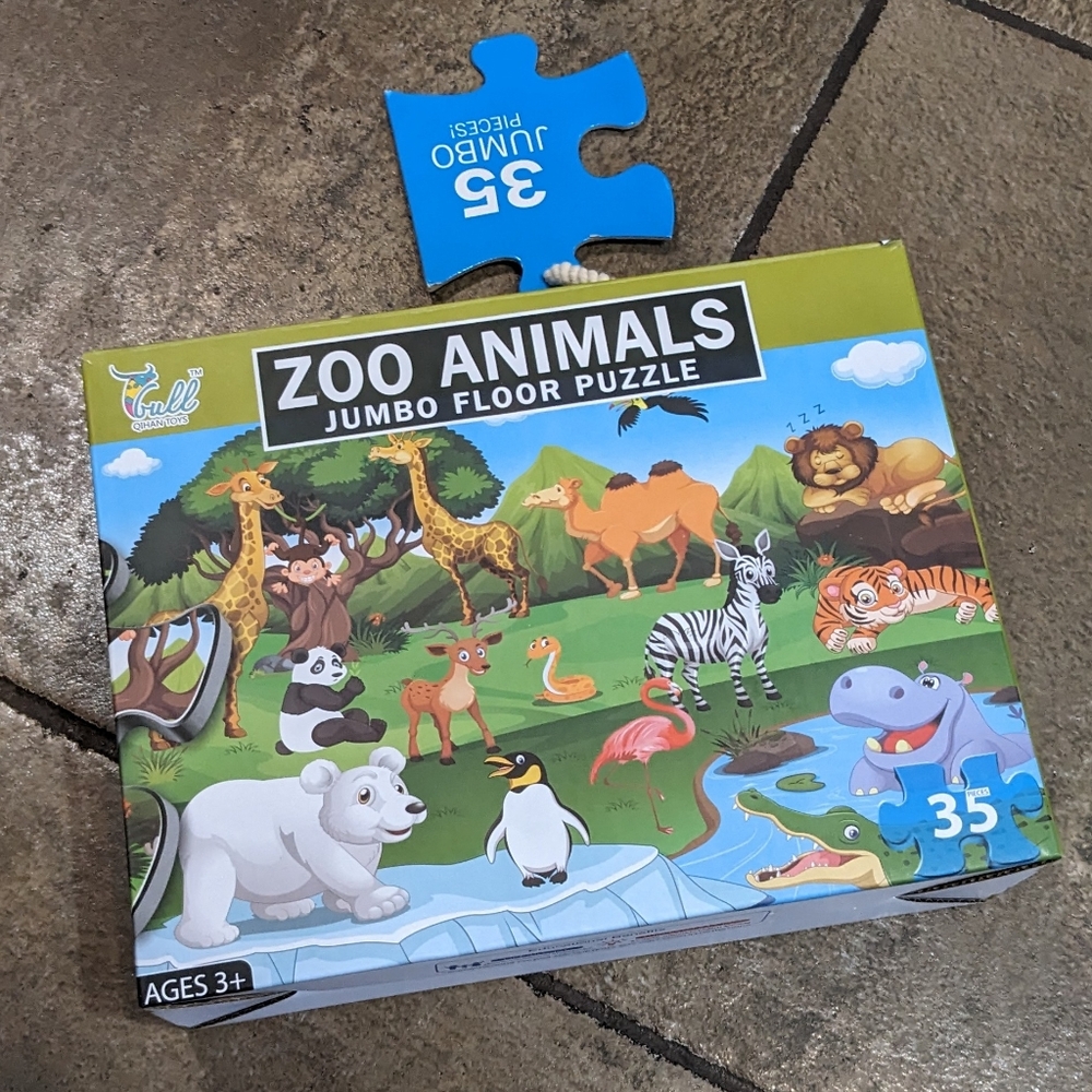 Zoo Animals 35 Piece Jumbo Floor Puzzle Non Electronic Fun Family Weekend Age 3+